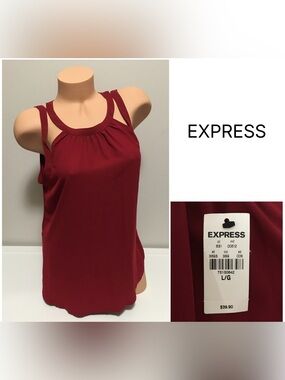 EXPRESS - L LARGE - NWT - RED STRAPPY SLEEVELESS TOP / SHIRT